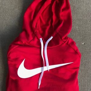 Red Nike Hoodie W/ White Swoosh